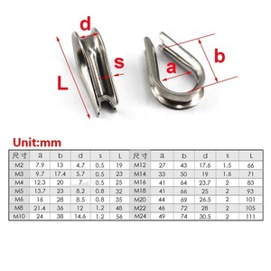 A2 dây thép không gỉ Dây cáp thimble mắt dây giày kết thúc vòng lặp <span class=keywords><strong>2</strong></span>/<span class=keywords><strong>3</strong></span>/4/5mm đến 32mm - Product Image 2