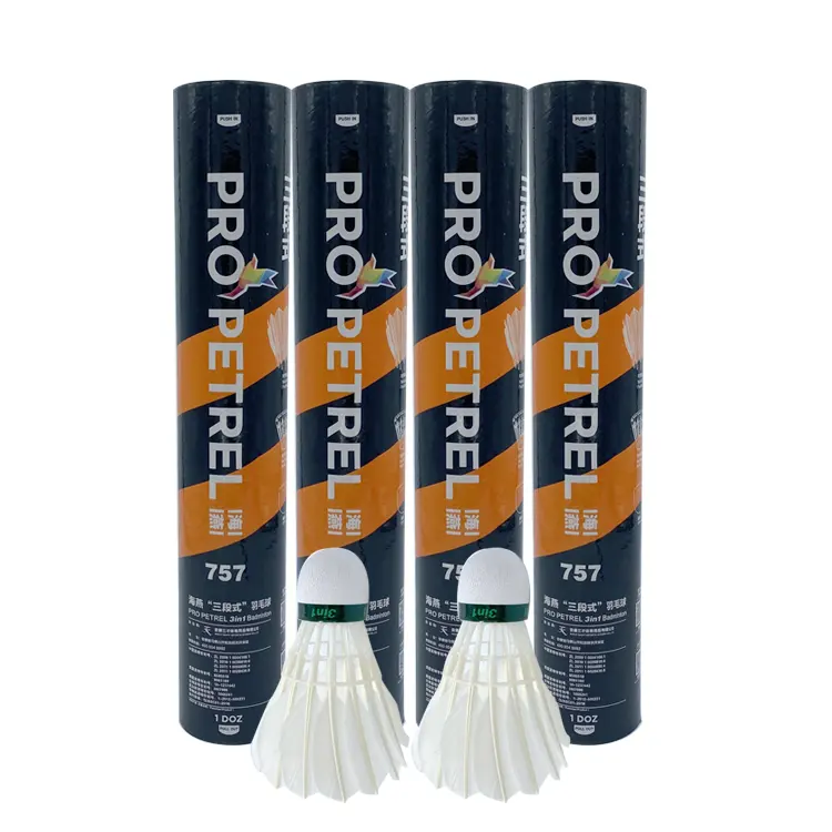 Produsen Asli Tiongkok 3in1 Kok Badminton Bulu untuk Penjual Terbaik Di Pasar Asia Pro Petrel 757