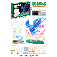 Ensemble de jouets éducatifs pour enfants avec lumières LED 3D en plastique, motifs animaux, planche à dessin DIY
