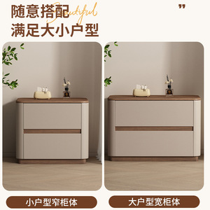 Table de chevet minimaliste moderne en bois massif, meuble de rangement pour chambre à coucher, design de luxe léger - Product Image 4