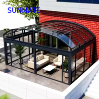 Serre Moderne Motorisée Rétractable en PVC et Aluminium pour Jardin, Patio, Cour, Appartement avec Toit Rétractable