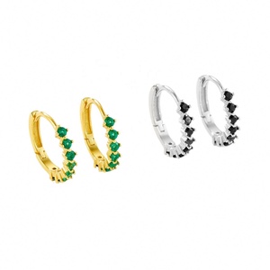Pendientes de Aro de Latón Chapado en Oro con Incrustaciones de Diamantes en Forma de Círculo, Estilo Europeo y Americano, Más Vendidos para Mujer, Circonita, Moda, Terceros - Product Image 5