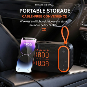 Compresseur d'air portable ABS pour voiture, <span class=keywords><strong>mini</strong></span> gonfleur de pneus multifonctionnel, manomètre numérique, lumière d'urgence sans fil pour voiture et vélo - Product Image 2