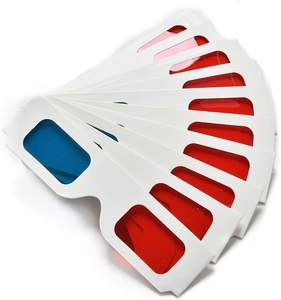 Gafas 3D para películas, 10 pares de gafas 3D de cartón rojo/Cian, montura blanca - Product Image 3