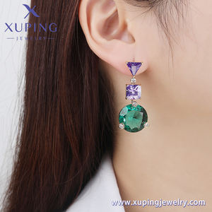 YSearring-1001 xuping de lujo estilo latino americano, joyería mexicana, compromiso de novia, pendientes de tuerca de piedra de color CZ 3A sintética - Product Image 2