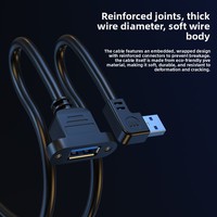Câble d'extension USB 3.0 mâle vers femelle, entièrement blindé, design à oreilles, 90 degrés, avec conducteur en cuivre pur étamé