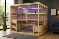 Ruang Sauna Uap Basah & Kering Modern Chorus dengan Pemanas Batu Vulkanik untuk Salon Kecantikan, Vila, Kayu Solid Buatan Tangan