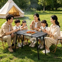 Table IGT réglable en hauteur pour le camping en plein air, table de pique-nique pliable multifonctionnelle en aluminium pour le camping, le barbecue, le jardin, les pique-niques et les voyages