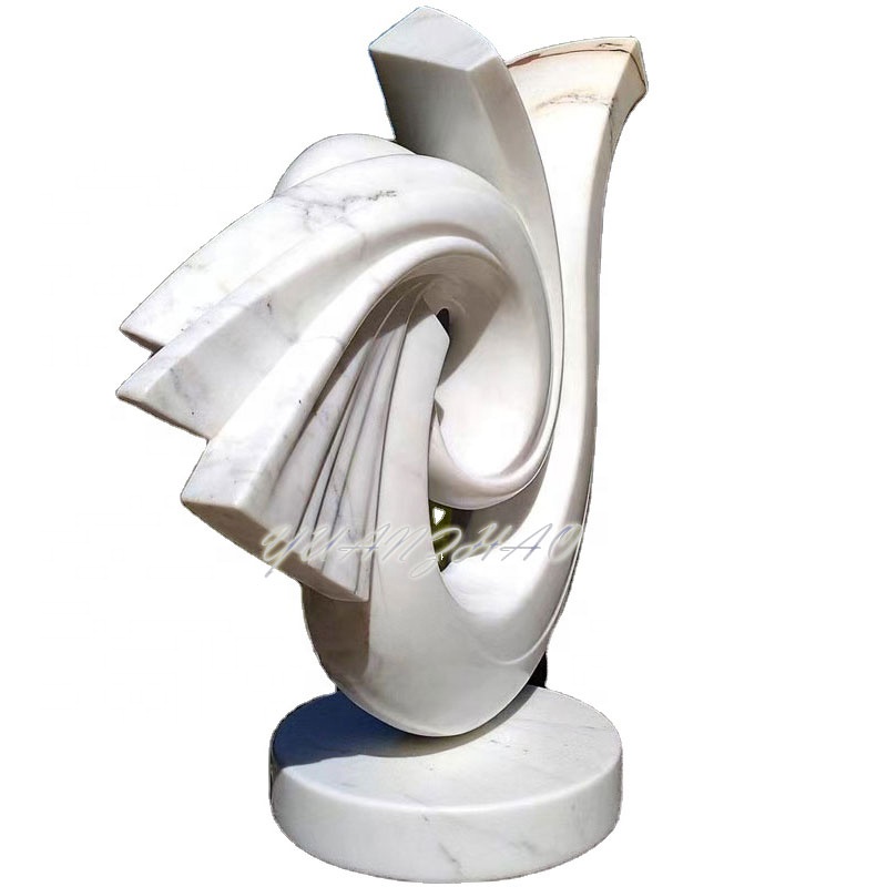 白大理石の抽象座像彫刻（モダンスタイル・スクエア） 白大理石の抽象座像彫刻（モダンスタイル・スクエア） 白大理石の抽象
