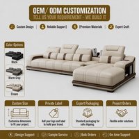 Canapé sectionnel électrique en cuir beige avec appuie-tête réglable et console, personnalisable OEM pour concessionnaires, vente en gros directe d'usine