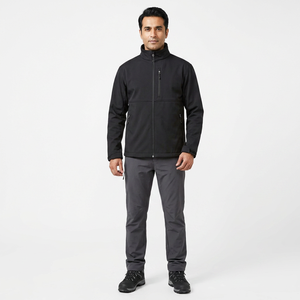 Custom Made Logo Printed <b>Canvas</b> Softshell Jacket for Men High Quality Waterproof Windproof Outdoor Stand Collar Solid Color - Product Image 1