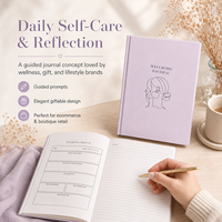 Carnet de bien-être personnalisé à couverture rigide, motif lavande, pages de journalisation d'humeur, de gratitude et de soins personnels, marque privée OEM