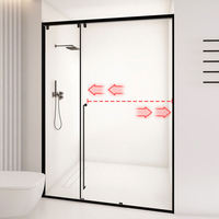 Porte de douche coulissante en verre trempé avec cadre en acier inoxydable et plateau en acrylique pour usage hôtelier