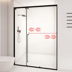 Porte de douche coulissante en <span class=keywords><strong>verre</strong></span> <span class=keywords><strong>trempé</strong></span> avec cadre en acier inoxydable et <span class=keywords><strong>plateau</strong></span> en acrylique pour usage hôtelier - Product Image 2