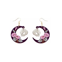 Venta caliente SERIE DE Halloween media luna esqueleto gato negro cuentas acrílicas pendientes colgantes para mujeres niñas joyería Decoración