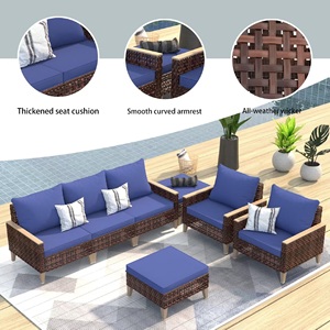5-mảnh ngoài trời Patio cắt sofa thiết lập với bảng phụ thời tiết wicker mây đồ nội thất cho sân vườn hoặc sân sau - Product Image 3