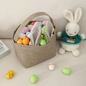Sacs de <span class=keywords><strong>Pâques</strong></span> en toile de jute personnalisés brodés pour la chasse aux œufs, sacs de rangement, paniers de <span class=keywords><strong>Pâques</strong></span> pour enfants, paniers de <span class=keywords><strong>Pâques</strong></span> en toile de jute avec poignée, achat en gros - Product Image 4
