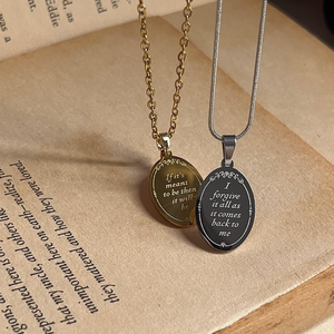 Collana con Ciondolo Ovale Jietao, Impermeabile in Acciaio Inossidabile, Incisione Personalizzata, Croce con Citazione Ispirazionale, Gioielli Religiosi per Donne - Product Image 1