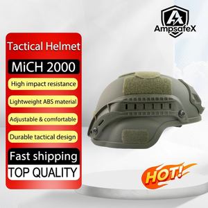 Casque ABS MiCH 2000 vert avec lampe tactique intégrée – Équipement de protection pour la sécurité personnelle et les sports de plein air - Product Image 1