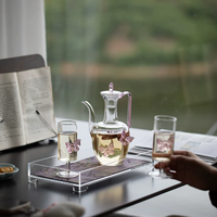 Plateau de service et de rangement en acrylique transparent avec design de table de préparation pour organiser les services à thé et les accessoires, fabriqué en Chine