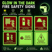 Ensemble de panneaux d'indication d'extinction d'incendie personnalisés complets en aluminium/PVC, imprimés UV, marquage auto-luminescent, signalisation d'urgence
