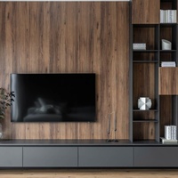 Meuble TV moderne en MDF noyer et kaki sur mesure, unité murale pour salon, facile à assembler, pour ameublement et rénovation