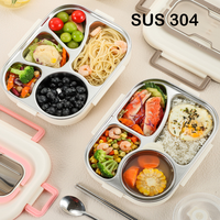 Lonchera Bento de Acero Inoxidable con 5 Compartimentos, Bajo MOQ, para Niños y Adultos, a Prueba de Fugas, Apta para Microondas, Ecológica, de Grado Alimenticio, OEM/ODM
