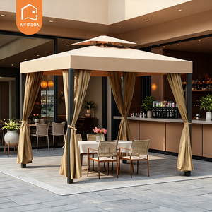 Gazebo para Patio Exterior de Restaurante con Pernos de Expansión, Carpa Resistente para Fiestas con Doble Techo para Jardín, Césped, Color Caqui, Aluminio - Product Image 1
