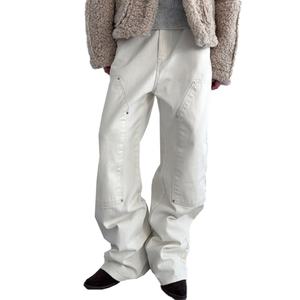 Custom Multi Pockets Vintage White Trousers Custom <b>Men</b> Outdoor Cargo Duck Canvas Work <b>Pants</b> Double Knee <b>Men's</b> <b>Carpenter</b> <b>Pants</b> - Product Image 3
