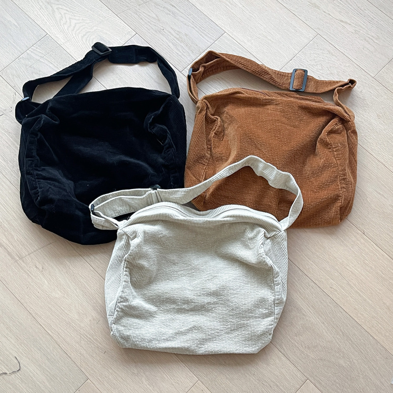 Corduroy Shoulder Bag with Inner Pockets - Fashionable