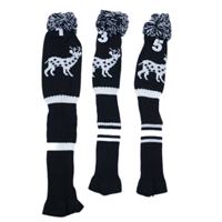 Manchon pour clubs de golf pour accessoires et équipement de golf : un manchon en laine noire tricotée pour clubs de golf, adapté aux shafts en bois.
