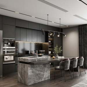 Top Cabinet Manufacturer Modern Design Modular Kitchen Furniture Wooden Island Kitchen <b>Cupboard</b> Villa Custom Kitchen Cabinets - Product Image 5