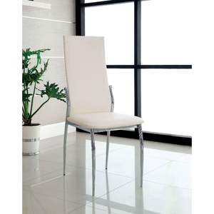 DB Modern High Back <b>Dining</b> <b>Chairs</b> 2pcs <b>White</b> Leatherette <b>with</b> Chrome <b>Legs</b> Farmhouse Style <b>Dining</b> Room Side <b>Chairs</b> - Product Image 1