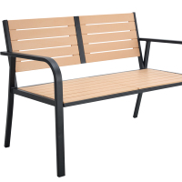 Banc de jardin extérieur 2 places avec accoudoirs et dossier, banc de loisirs en métal imperméable, banc d'attente