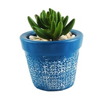 Ventes en gros de pots à fleurs en béton respirant bleu ciment pour plantes succulentes, jardinières en béton pour orchidées et cactus en pot