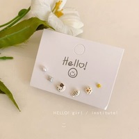 Grosir anting-anting kancing Mini, 7 pasang anting perhiasan minimalis gaya Korea lucu pemasok