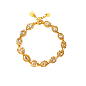 Stainless Steel <b>Bracelet</b> PVD <b>Gold</b> Plating Oval Crystal <b>Beads</b> Bezel Setting Party Fashion Jewelry Women's Accessory - Product Image 2