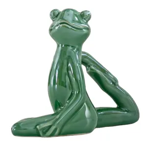瓷瑜伽青蛙雕像雕像室内装饰家居床侧饰