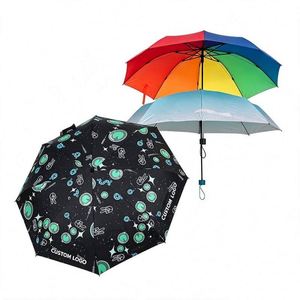Modern Manual Open Sunproof Sturdy Pongee Fabric Portable Custom Printed Elegant Custom Printed Compact <b>Folding</b> Umbrella - Product Image 1