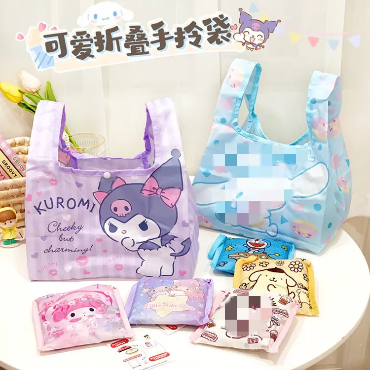 Ruunjoy Kawaii Cartoon Sanrio Canvas Shopping Bag large capacity hello kt Handbag Shopper gift travel portable storage shop bag