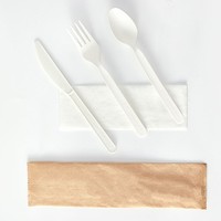 Couverts jetables EcoNewLeaf en amidon de maïs, 100 % compostables, biodégradables, sans BPA, fourchettes, cuillères, couteaux, ensemble écologique pour les fêtes