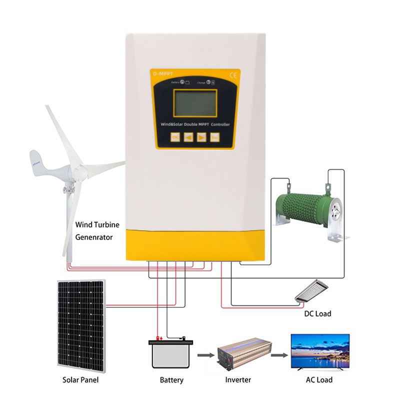 2400W 1200W Contrôleur de charge d'énergie éolienne Contrôleur de charge solaire 48V 24V Auto pour système hybride solaire et éolien