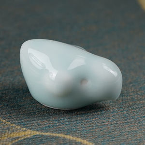 تمثال طائر سيراميك أزرق سماوي صغير بتصميم إسكندنافي لطيف، تمثال حيواني مجرد مزجج لتزيين غرفة المعيشة العصرية والمكتب والمنزل - Product Image 2