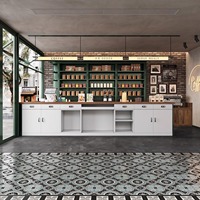 Café-bar moderne Restaurant occidental Réception Cuisson Maison de thé Caisse enregistreuse Comptoir de réception Coin armoire à vin Hôtel