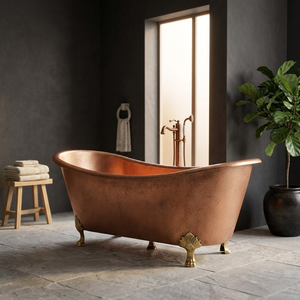 Baignoire ovale autoportante en cuivre de luxe moderne, design Slipper, modèle CH-296, origine Uttar Pradesh, pour usage domestique et hôtelier - Product Image 1