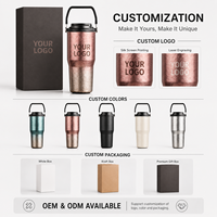 Gobelet isotherme à double paroi en titane de haute qualité, 24 oz, avec couvercle à paille, anti-fuite, tasse de voyage avec poignée portable