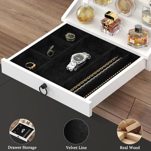 Organizzatore per Profumi in Legno a 4 Ripiani con Cassetto Rivestito in Velluto e Vano Nascosto, Espositore per Profumi da <span class=keywords><strong>Uomo</strong></span> per Comò - Product Image 4