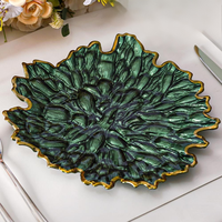 Assiettes de présentation en verre en forme de fleur avec bord doré, assiettes à dîner décoratives en verre transparent pour la décoration de table de mariage et de banquet