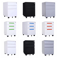 Armoire à pieds en acier laminé à froid avec roulettes silencieuses verrouillables, armoire de rangement métallique bleue à tiroirs pour bureau