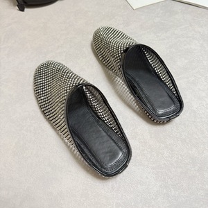 Mules plates en cuir véritable à empeigne en maille, style slip-on, respirantes, à bout fermé, demi-chaussons d'été 2026 pour femme, pour l'extérieur - Product Image 4